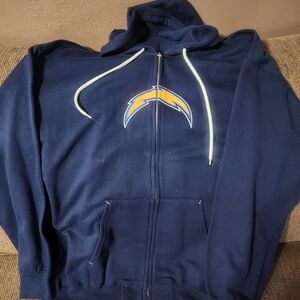 Mens Los Angels Charger Team Apparel Navy Blue Zip-Up Hoodie with Logo Sz.XL